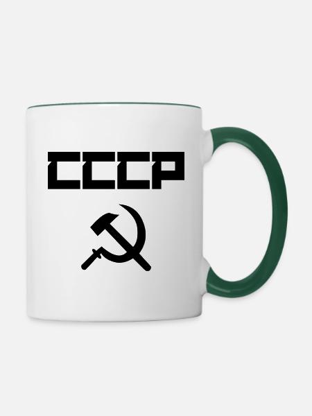 Hammer und Sichel schwarz - Tasse zweifarbig - Weiß/Dunkelgrün