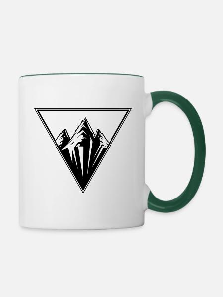 berge symbol icon triangle - Tasse zweifarbig - Weiß/Dunkelgrün