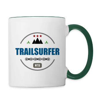 Trailsurfer MTB Logo - Contrasting Mug - white/dark green - Right