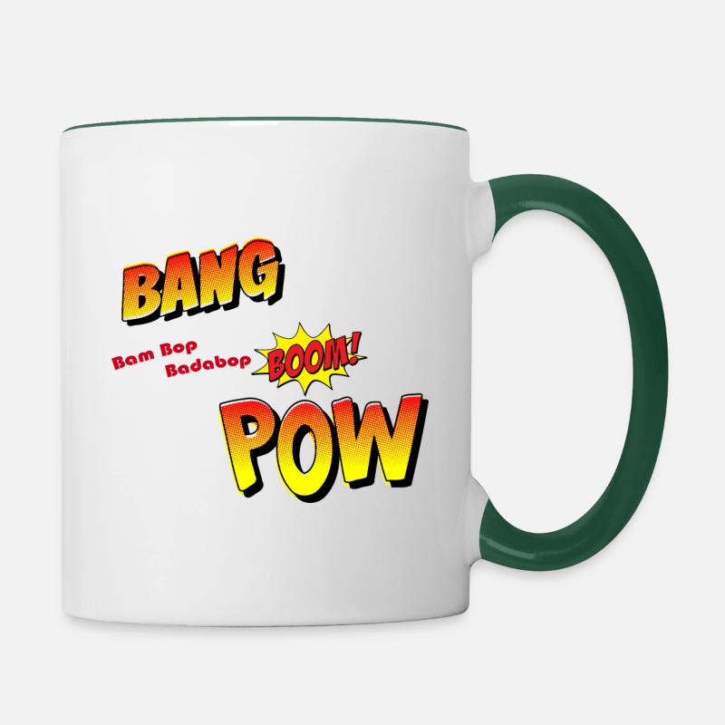 Bang Boom Pow - Bande dessinée - Mug contrasté - blanc/vert foncé