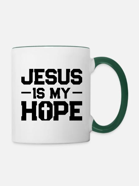 jesus hoffnung - Tasse zweifarbig - Weiß/Dunkelgrün