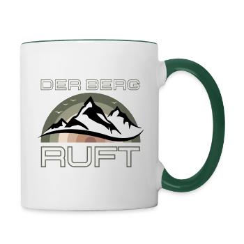 Der Berg ruft bunt Vintage - Tasse zweifarbig - Weiß/Dunkelgrün - Rechts