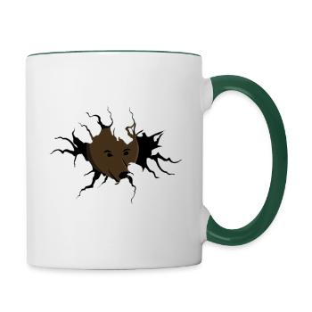 I eat people bear motif - Contrasting Mug - white/dark green - Right