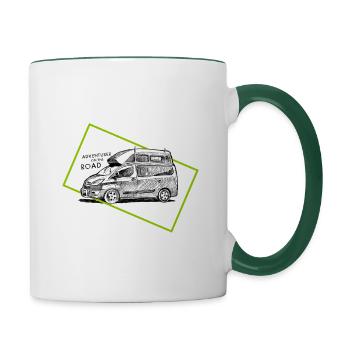 Camper Van - Adventurer on the Road - Tasse zweifarbig - Weiß/Dunkelgrün - Rechts