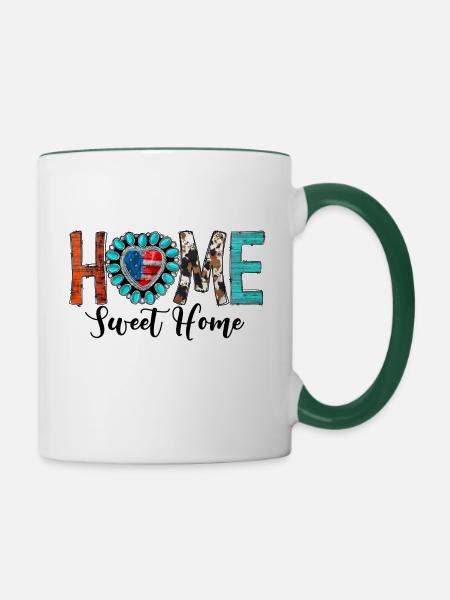 Home Sweet Home - Tasse zweifarbig - Weiß/Dunkelgrün