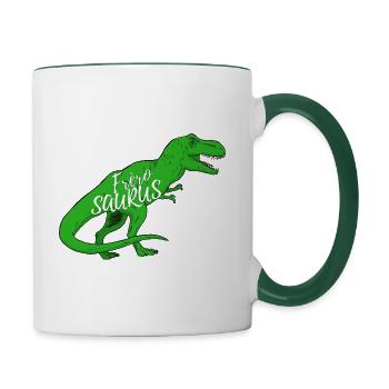 Frèrosaurus Humour Dinosaure Pour Garçon - Mug contrasté - blanc/vert foncé - Droite