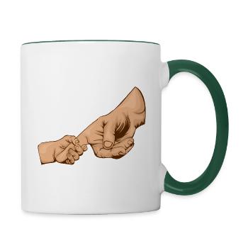 Holding Hands, Hand Hold, Dad, Mom, Child - Contrasting Mug - white/dark green - Right