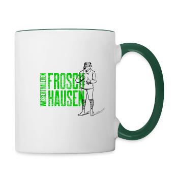 Südharz Merch - Froschhausen Wasserthaleben (grün) - Tasse zweifarbig - Weiß/Dunkelgrün - Rechts