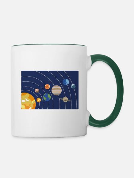 Sonnensystem Sonne Planeten Umlaufbahnen - Tasse zweifarbig - Weiß/Dunkelgrün