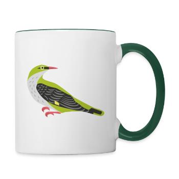 Oriole Bird Female / Graphic Illustration - Contrasting Mug - white/dark green - Right