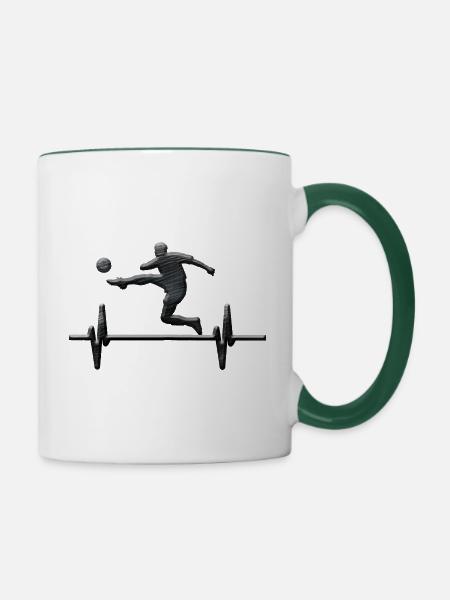 Fussball Ball Mannschaft Trainer - Tasse zweifarbig - Weiß/Dunkelgrün