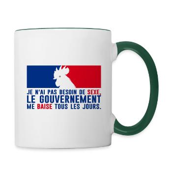 citation humour gouvernement baise besoin sexe exp - Mug contrasté - blanc/vert foncé - Droite