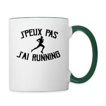 Je Peux Pas J'ai Running - Mug contrasté - blanc/vert foncé - Droite