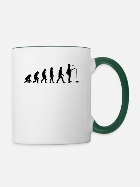 Evolution der Gitarre - Tasse zweifarbig - Weiß/Dunkelgrün
