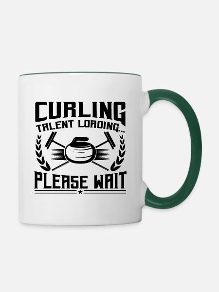 Curling Talent Loading Please Wait - Tasse zweifarbig - Weiß/Dunkelgrün