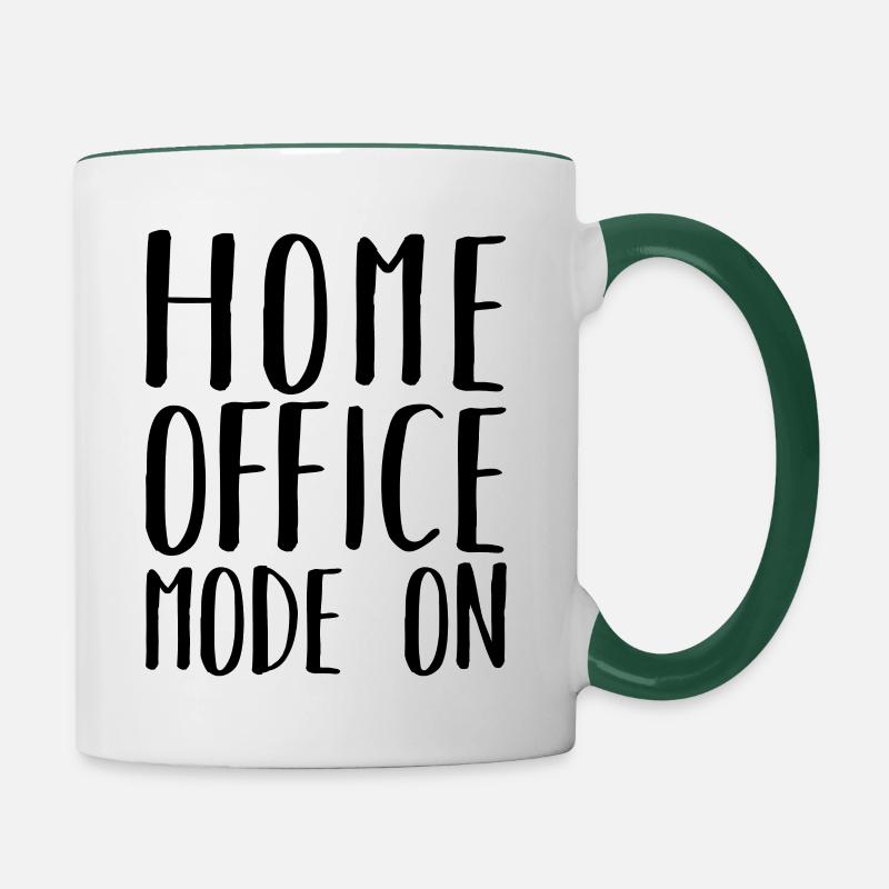 Home Office Mode On Humor Remote Work - Tasse zweifarbig - Weiß/Dunkelgrün