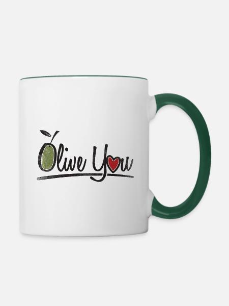 Olive Sie Geschenk - Tasse zweifarbig - Weiß/Dunkelgrün
