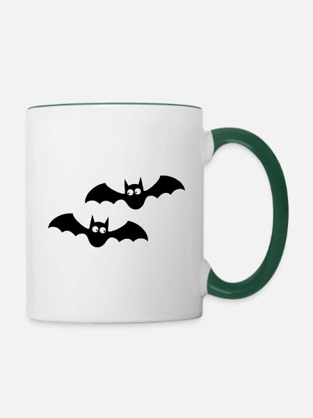 Halloween Fledermaus - Tasse zweifarbig - Weiß/Dunkelgrün