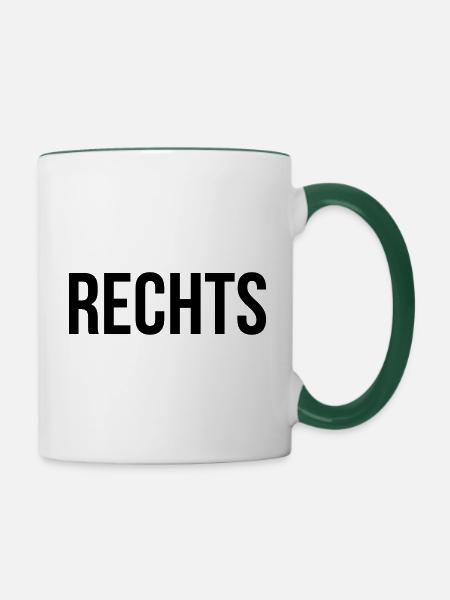 Rechts - Tasse zweifarbig - Weiß/Dunkelgrün