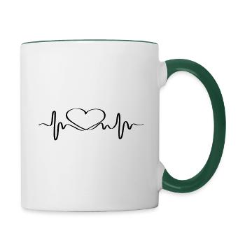Love Frequenz - Tasse zweifarbig - Weiß/Dunkelgrün - Rechts