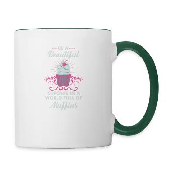 Cupcake Muffin Bäcker Backen Motivation Geschenk - Tasse zweifarbig - Weiß/Dunkelgrün - Rechts