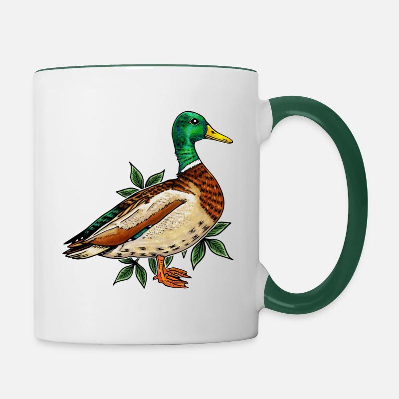 Mallard duck - Contrasting Mug - white/dark green