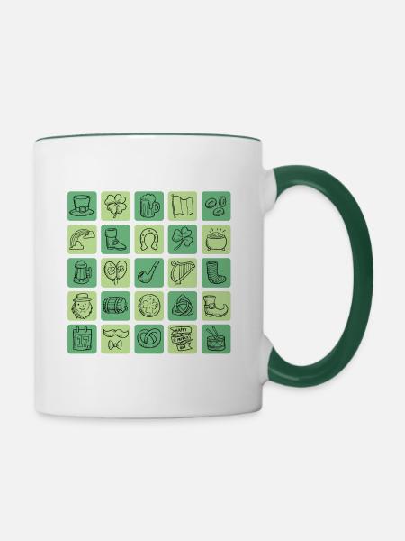 Irland - Tasse zweifarbig - Weiß/Dunkelgrün