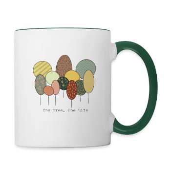 One tree one Life - Mug contrasté - blanc/vert foncé - Droite