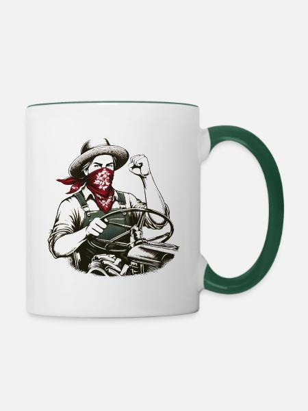 Der unnachgiebige Bauer - Tasse zweifarbig - Weiß/Dunkelgrün