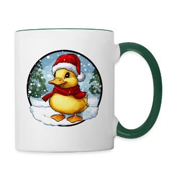 Duckling Christmas - Contrasting Mug - white/dark green - Right
