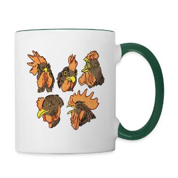 Chicken Moods_Hühnerlaune - Contrasting Mug - white/dark green - Right