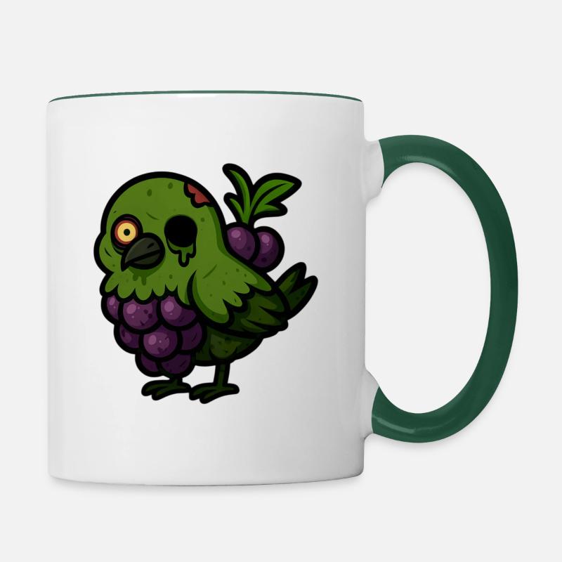 Colombe zombie - Mug contrasté - blanc/vert foncé