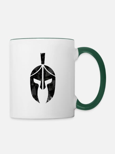 spartaner helm - Tasse zweifarbig - Weiß/Dunkelgrün