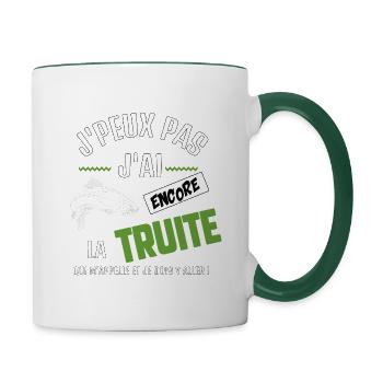 J’peux pas j’ai la truite qui m’appelle - Mug contrasté - blanc/vert foncé - Droite