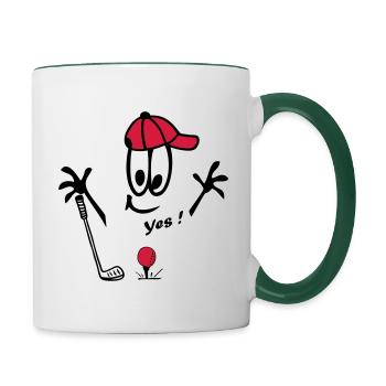 Golf, Bande dessinée, Oui - Mug contrasté - blanc/vert foncé - Droite