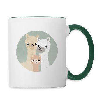Alpaca Family - Contrasting Mug - white/dark green - Right