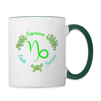 Sternzeichen Steinbock - Tasse zweifarbig - Weiß/Dunkelgrün - Rechts