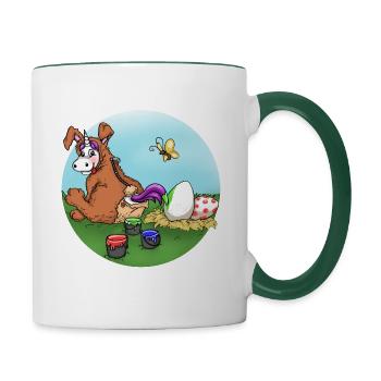 Osterhase - Tasse zweifarbig - Weiß/Dunkelgrün - Rechts
