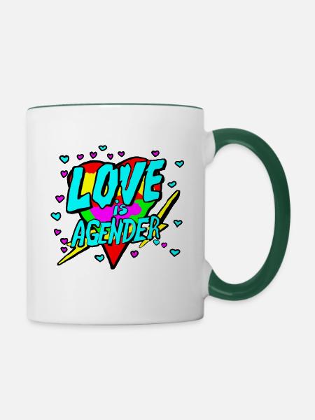 Love is Agender - Tasse zweifarbig - Weiß/Dunkelgrün