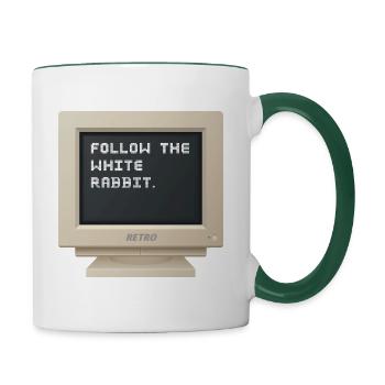 CRT Design - Follow the white rabbit - Contrasting Mug - white/dark green - Right