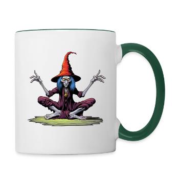 Yoga des sorcières - Mug contrasté - blanc/vert foncé - Droite