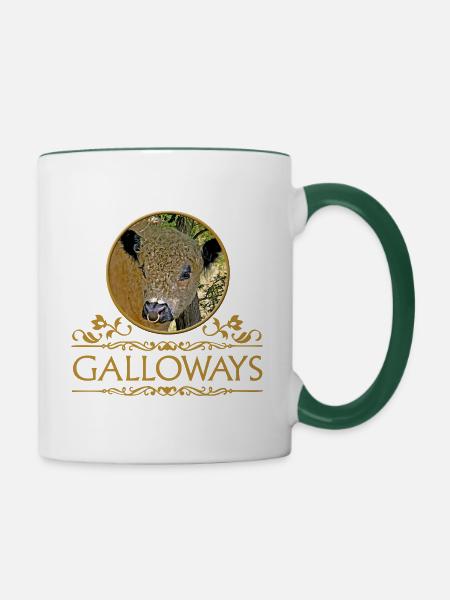 Galloway Stier. Galloway Bulle - Tasse zweifarbig - Weiß/Dunkelgrün