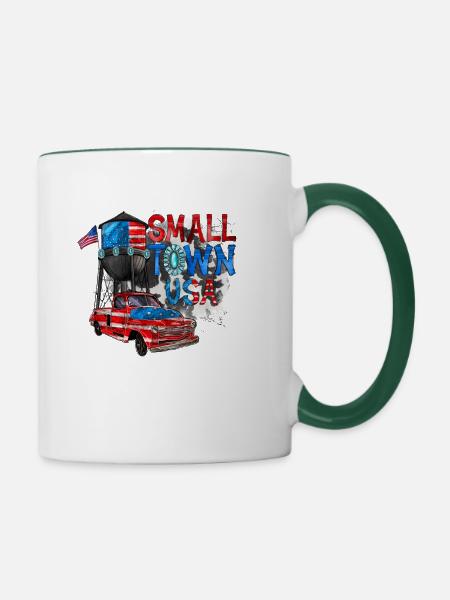 Kleinstadt Usa Amerika - Tasse zweifarbig - Weiß/Dunkelgrün