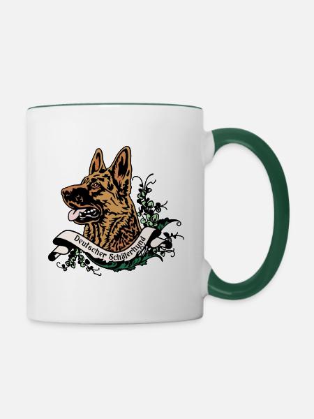 Schäferhund Anno 1900 - Tasse zweifarbig - Weiß/Dunkelgrün