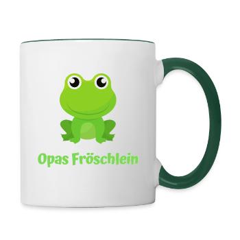 Opas Fröschlein kleiner Frosch Enkel - Tasse zweifarbig - Weiß/Dunkelgrün - Rechts