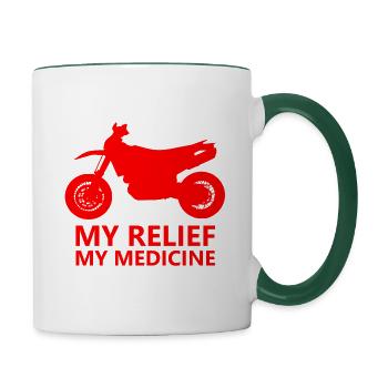 Motorcycle - My Relief My Medicine - Contrasting Mug - white/dark green - Right