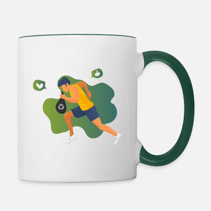 Plogging activity - Contrasting Mug - white/dark green
