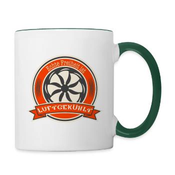Oldtimer Luftgekühlter Boxermotor Spruch Freiheit - Tasse zweifarbig - Weiß/Dunkelgrün - Rechts