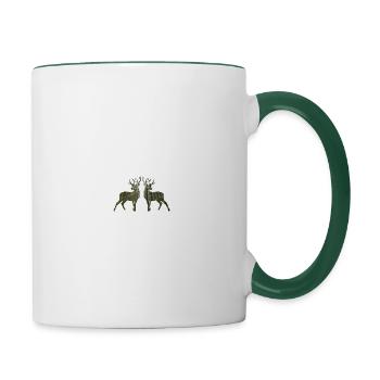 Cerf collage "Cerf dans le miroir" - Mug contrasté - blanc/vert foncé - Droite