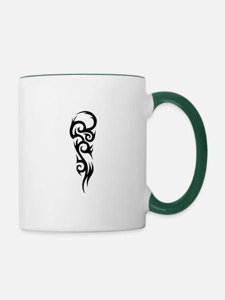 tribal - Tasse zweifarbig - Weiß/Dunkelgrün
